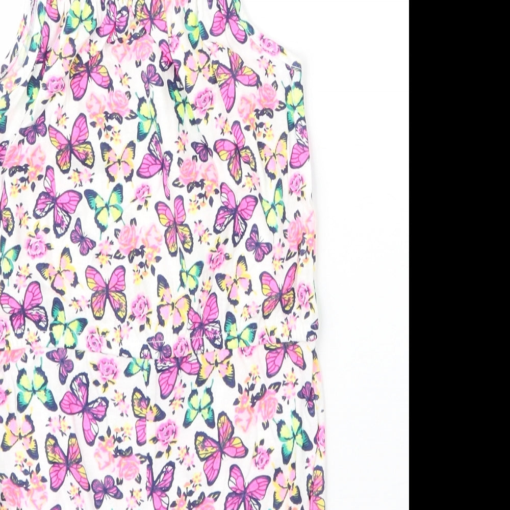 Primark Girls Pink Cotton Romper One-Piece Size 6 Years - Butterflies