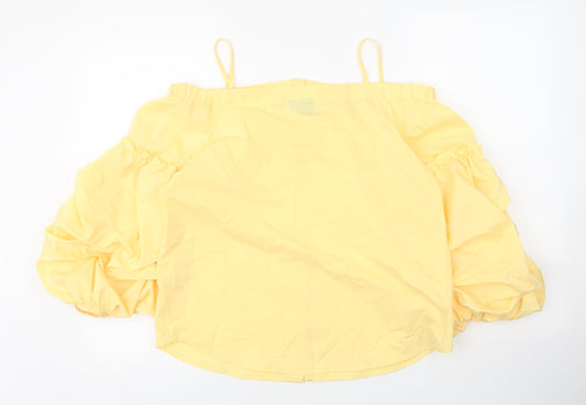 Vera Moda Womens Yellow Viscose Basic Blouse Size M Boat Neck