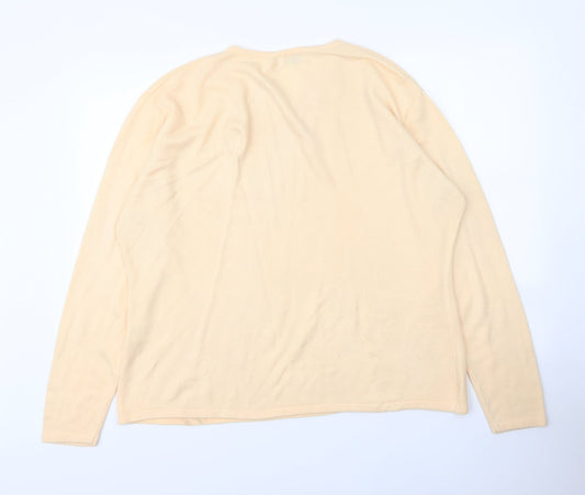 Bonmarché Womens Orange V-Neck Acrylic Pullover Jumper Size XL