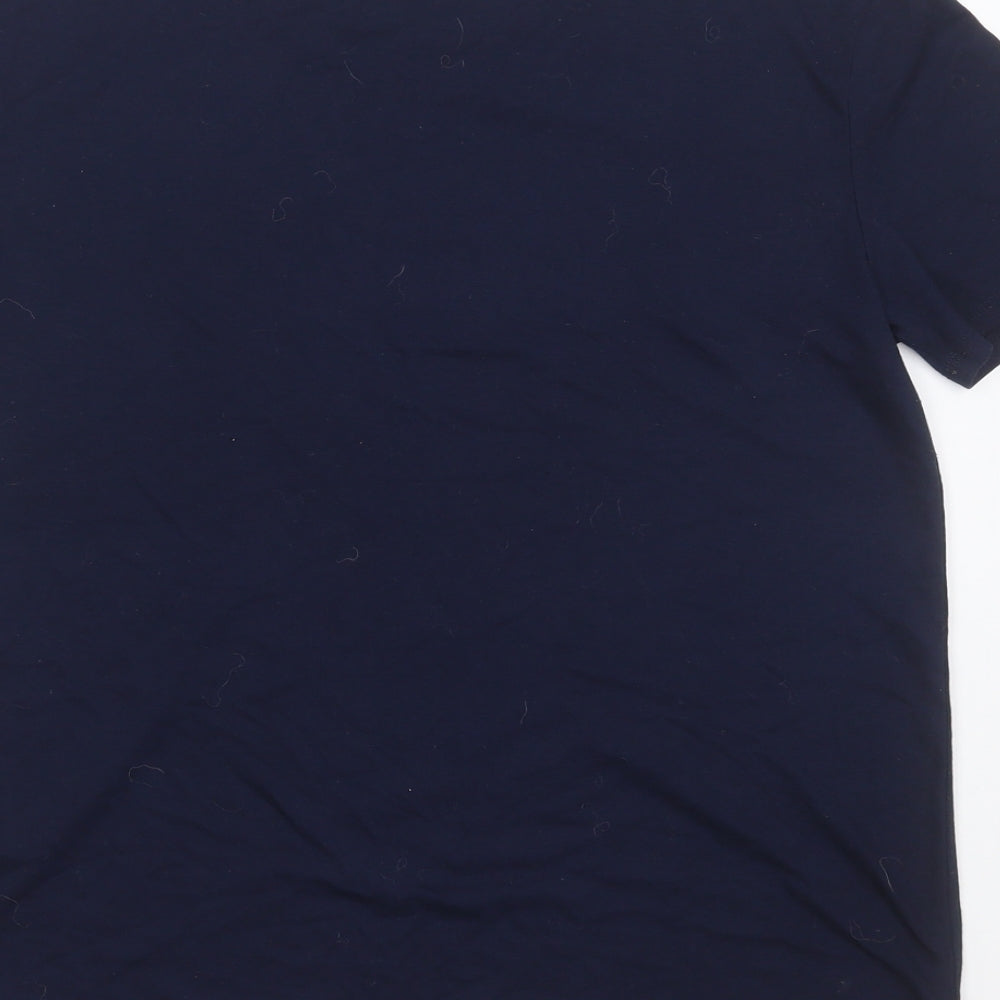 Preworn Womens Blue Viscose Basic T-Shirt Size 10 Round Neck