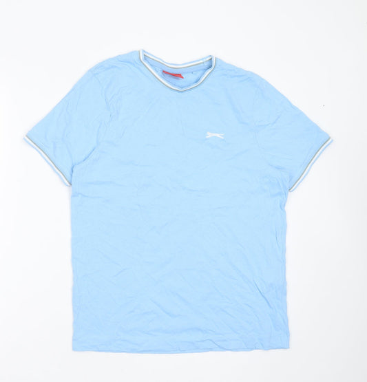 Slazenger Mens Blue  Cotton  T-Shirt Size S Round Neck