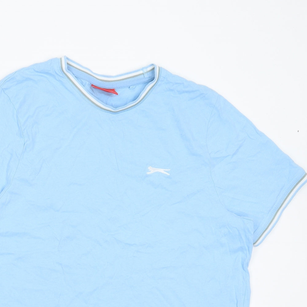 Slazenger Mens Blue Cotton T-Shirt Size S Round Neck