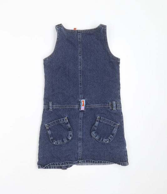 TISSAIA Girls Blue Cotton Shift Size 8 Years Round Neck