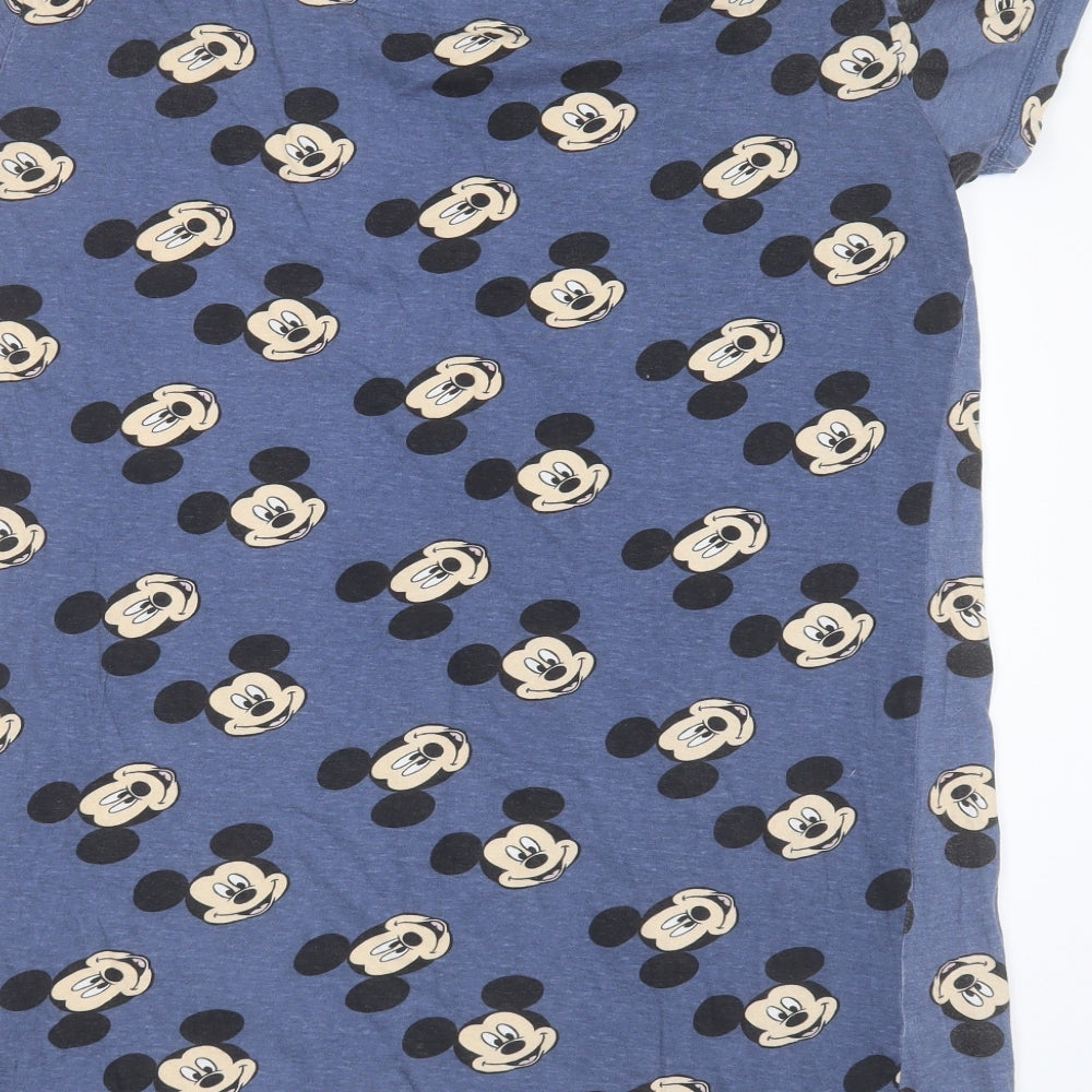 Primark Womens Blue Solid Cotton Top Nightshirt Size M - mickey mouse