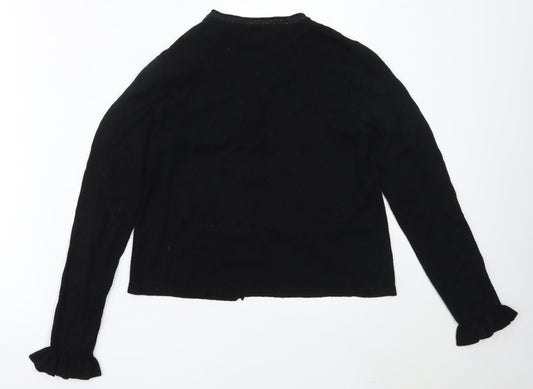 Papaya Womens Black Round Neck Viscose Cardigan Jumper Size S