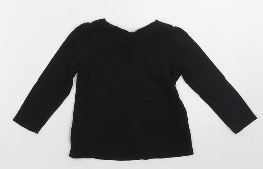 so cute Girls Black Cotton Basic T-Shirt Size 12-18 Months Crew Neck Pullover - Meet me in Paris