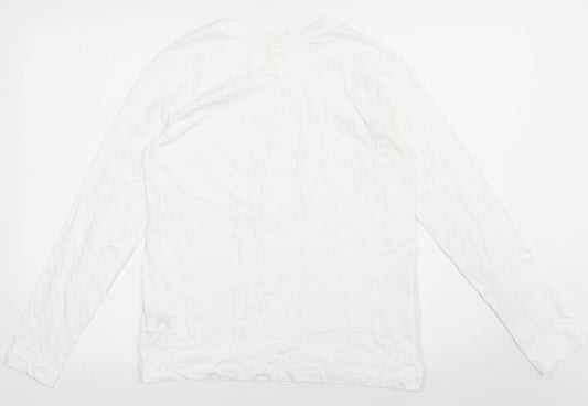H&M Mens White Cotton Pullover Sweatshirt Size S