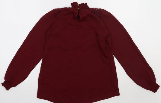 Select Womens Red Polyester Basic Blouse Size 6 Collared
