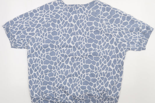 Obsession Womens Blue Animal Print Cotton Sweatshirt Size XL Pullover