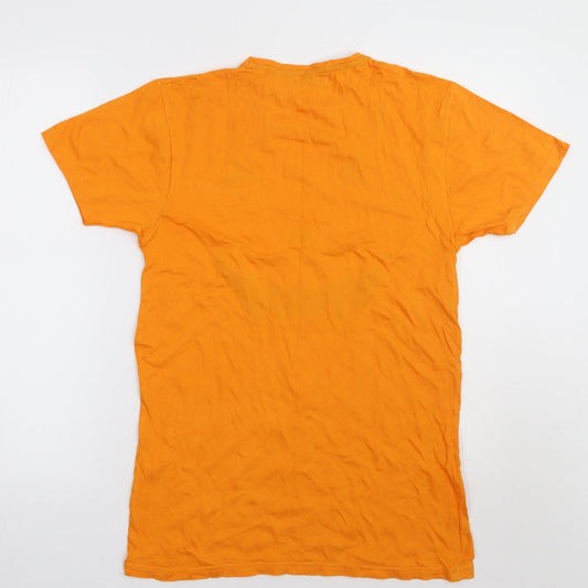 Brave Soul Womens Orange Cotton Basic T-Shirt Size XS Crew Neck - Pumpkin