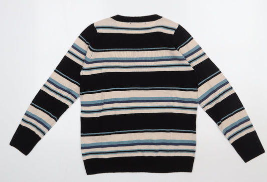 Marks and Spencer Womens Multicoloured Striped Acrylic Pullover Sweatshirt Size 12 Pullover