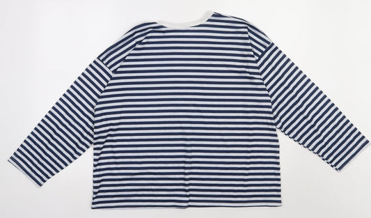 I SAW IT FIRST Womens Blue Striped Polyester Pullover Sweatshirt Size 8 Pullover