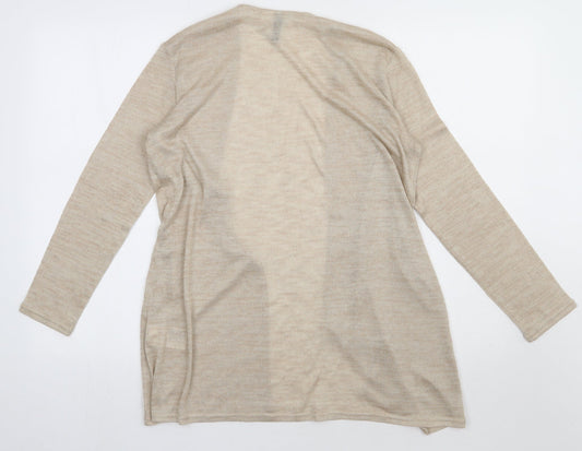 h7,m Womens Beige V-Neck Polyester Cardigan Jumper Size S