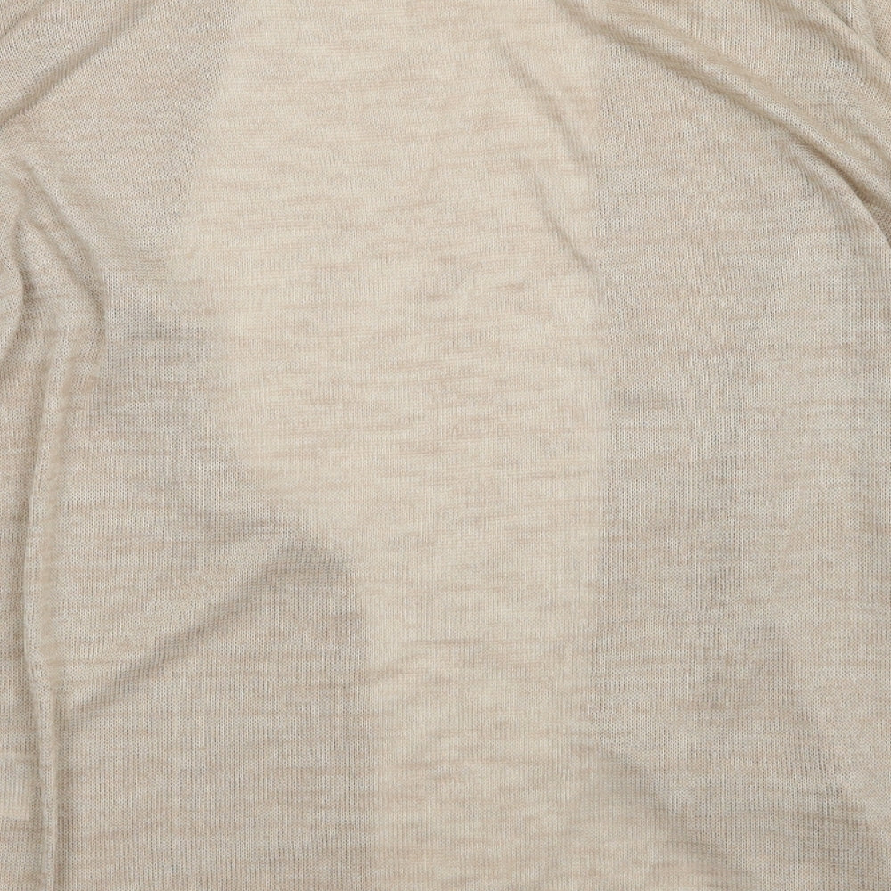 h7,m Womens Beige V-Neck Polyester Cardigan Jumper Size S