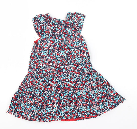 Mini Club Girls Blue Geometric Cotton A-Line Size 18-24 Months Round Neck Pullover