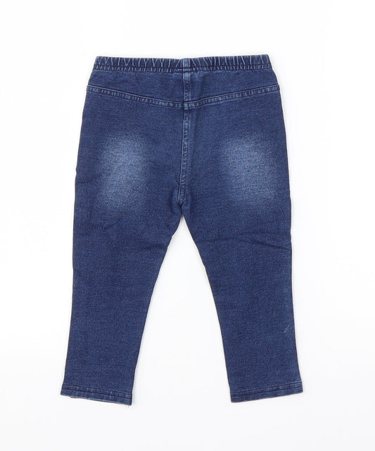 Mini Club Girls Blue Cotton Capri Jeans Size 18-24 Months