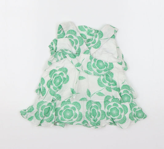 Rocha Little Rocha Girls Green Floral Cotton Basic Tank Size 18-24 Months Round Neck Pullover