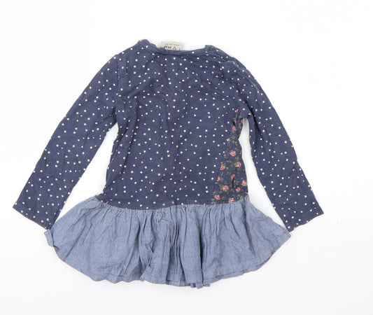 NEXT Boys Blue Geometric Cotton T-Shirt Dress Size 18-24 Months Round Neck Pullover