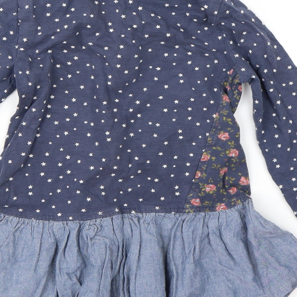 NEXT Boys Blue Geometric Cotton T-Shirt Dress Size 18-24 Months Round Neck Pullover