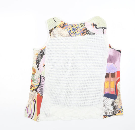 Maloka Womens Multicoloured Striped Basic Tank Size L Round Neck