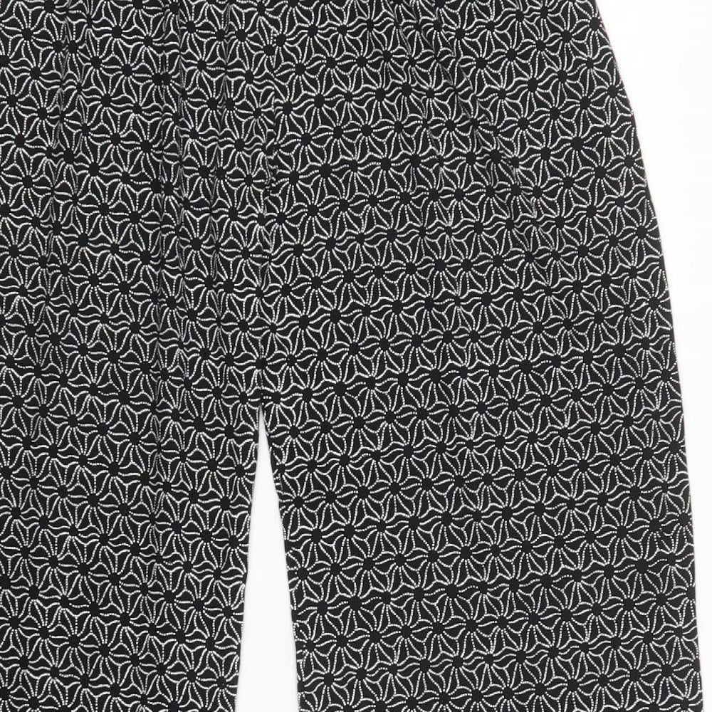 Preworn Womens Black Floral Polyester Trousers Size S L29 in Regular