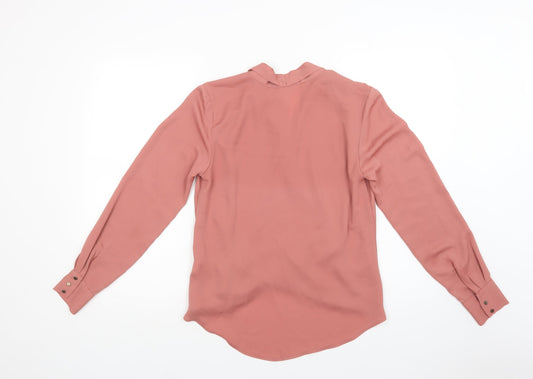 River Island Womens Pink Polyester Basic Blouse Size 8 V-Neck