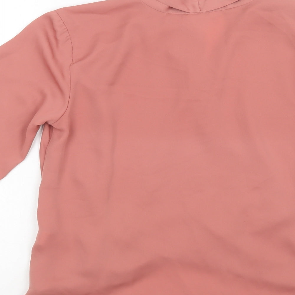 River Island Womens Pink Polyester Basic Blouse Size 8 V-Neck