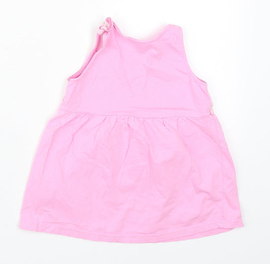 Ergee Girls Pink Striped Cotton A-Line Size 6-9 Months Round Neck Pullover