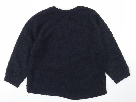 Topshop Womens Blue Crew Neck Acrylic Pullover Jumper Size 8
