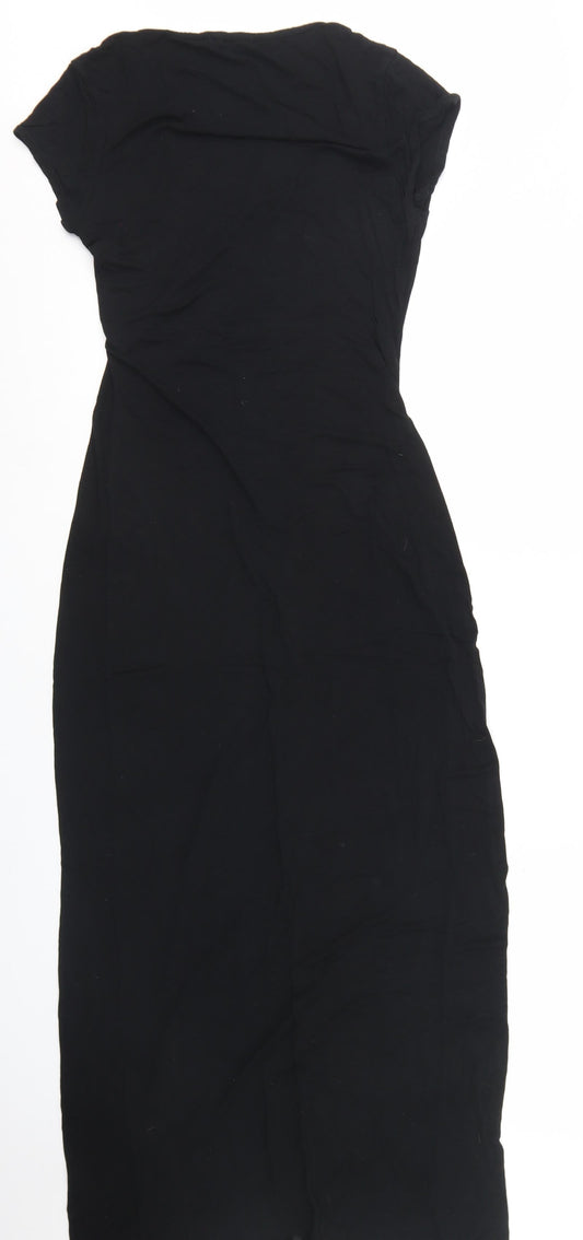 Boohoo Womens Black Polyester Bodycon Size 10 Round Neck
