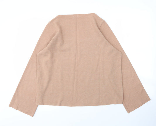 Zara Womens Beige Round Neck Cotton Pullover Jumper Size S