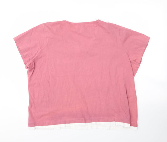 Classics Womens Pink Cotton Basic Blouse Size 24 V-Neck