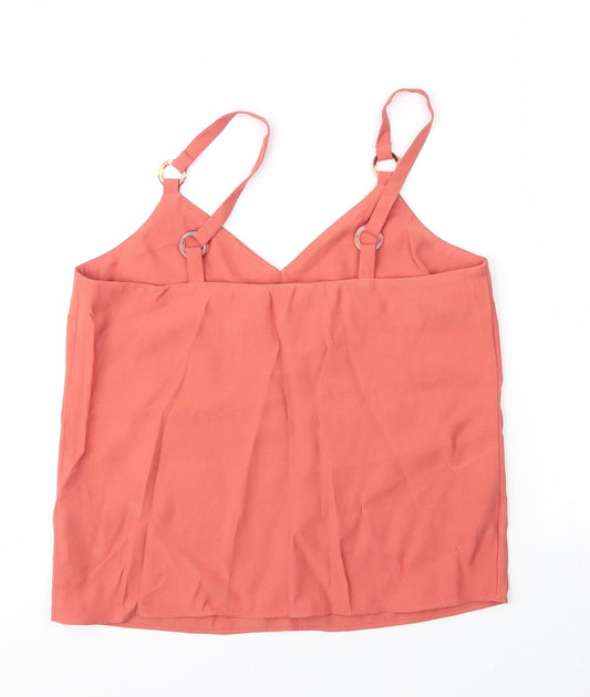 Topshop Womens Orange Viscose Camisole Blouse Size 8 V-Neck