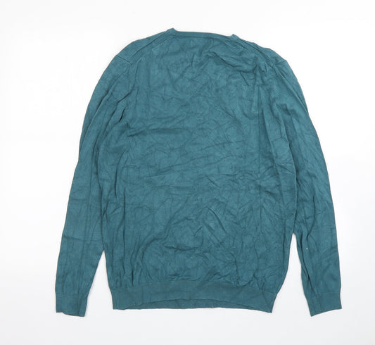 Zara Womens Green V-Neck Pullover Jumper Size M