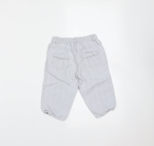 Obaibi Girls Blue Striped Cotton Trousers Size 12 Months