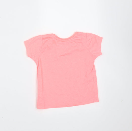 Primark Girls Pink Polyester Basic T-Shirt Size 9-12 Months Round Neck - mermaids