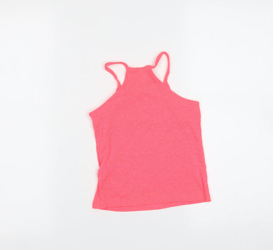 Marks and Spencer Girls Pink Polyester Basic Tank Size 6-7 Years Round Neck