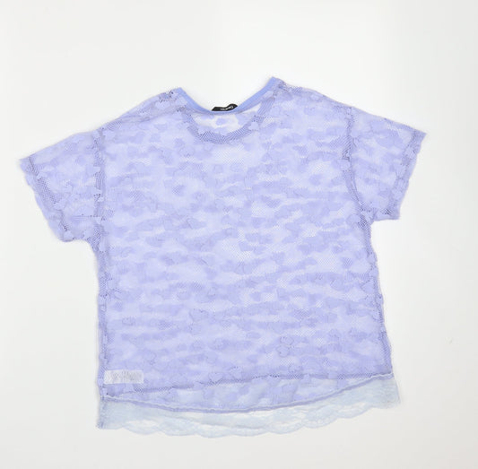 George Girls Purple Polyester Basic Blouse Size 10-11 Years Round Neck - heart pattern