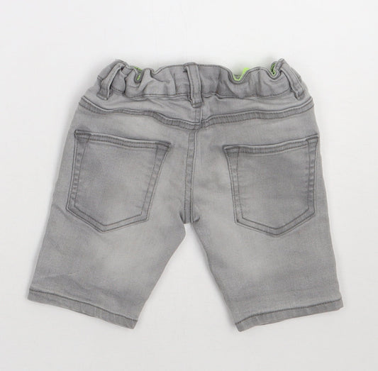 Matalan Boys Grey Cotton Bermuda Shorts Size 4 Years Regular Buckle