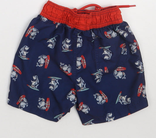 Primark Boys Blue Geometric Polyester Sweat Shorts Size 2-3 Years Regular Tie - Ride the Waves