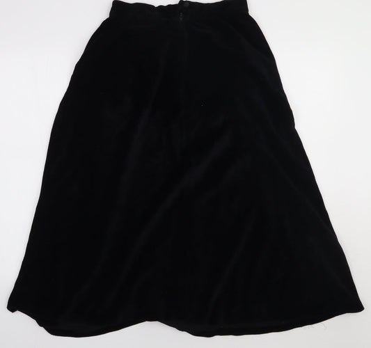 Preworn Womens Black Polyacrylate Fibre A-Line Skirt Size S Zip