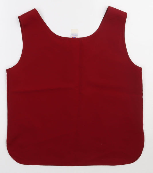 Preworn Womens Red Polyester Basic Tank Size 12 Scoop Neck