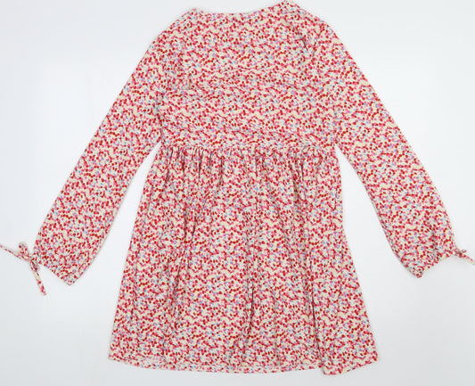 Wednesday Girl Womens Red Floral Polyester A-Line Size 2XS Crew Neck Pullover