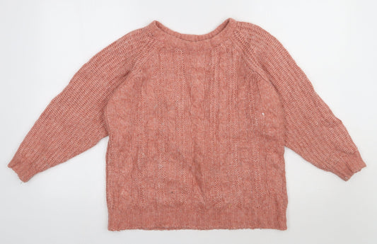 Preworn Womens Pink Argyle/Diamond Acrylic Pullover Sweatshirt Size M Pullover