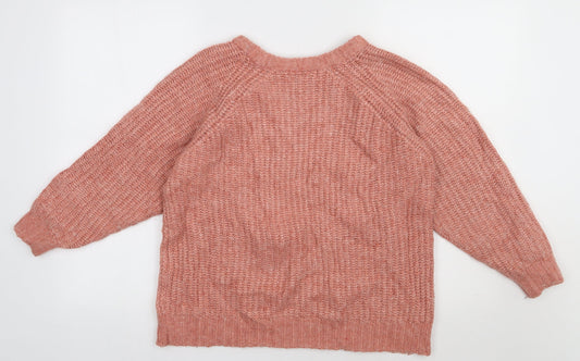 Preworn Womens Pink Argyle/Diamond Acrylic Pullover Sweatshirt Size M Pullover