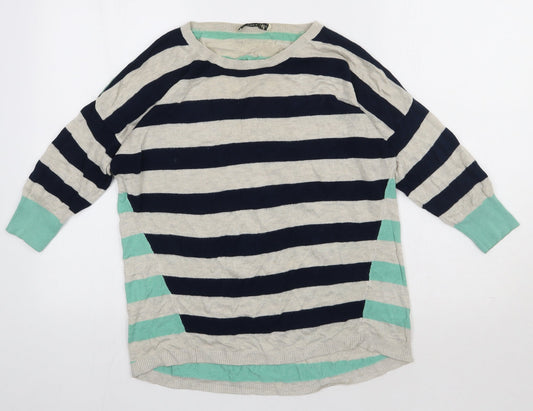 Oasis Womens Beige Striped Viscose Pullover Sweatshirt Size M Pullover