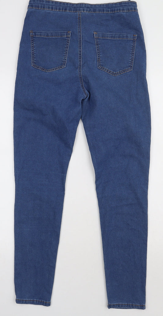 momokrom Womens Blue Cotton Skinny Jeans Size 12 L30 in Regular Button