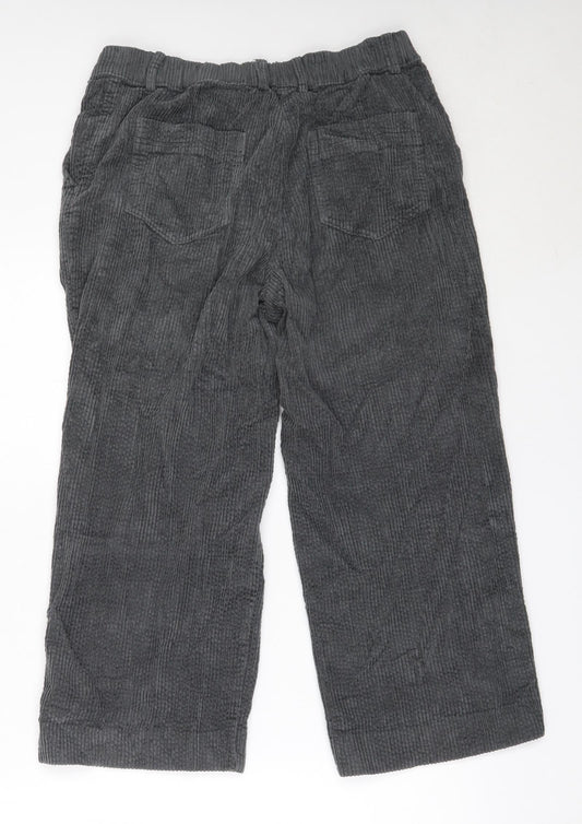 Mango Womens Grey Cotton Cropped Trousers Size L L22.5 in Regular
