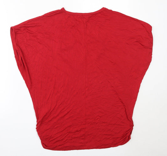 Elisa Womens Red Viscose Basic T-Shirt Size XL Round Neck