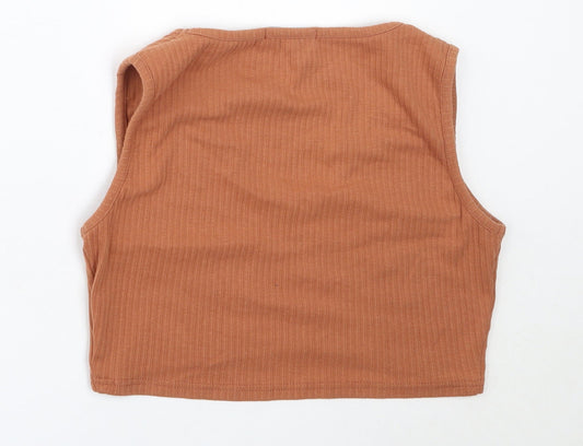 Missguided Womens Orange Polyester Cropped Tank Size 12 V-Neck